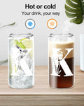 Monogrammed Glass Tumbler Cup with Lid & Straw Personalized Gift OPEN BOX by Deal US