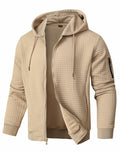 SAVKOOV Mens Lightweight Hoodie Full Zip Sweatshirt Casual Jacket Coat Khaki by Deal US