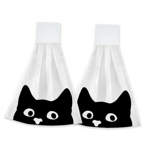 CIAIDU Halloween Black Cat Kitchen Hand Towels 2-Pack Farmhouse Home by Deal US