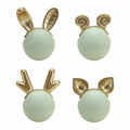 Evionlin 2pcs Green Rabbit Ceramic Cabinet Handles Kitchen Drawer Pulls by Deal US
