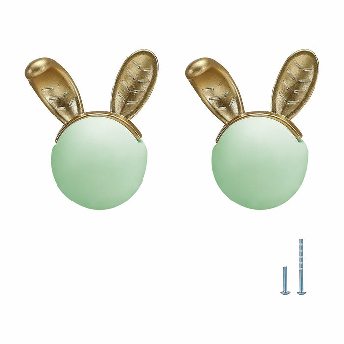 Evionlin 2pcs Green Rabbit Ceramic Cabinet Handles Kitchen Drawer Pulls by Deal US
