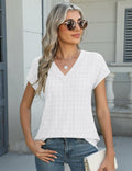 Micoson Women’s V Neck T-Shirt Short Sleeve Loose Fit Casual Top White L by Deal US