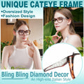 Yiwaeye Oprah Style Oversized Reading Glasses +1.5 with Chain Black/Tortoise by Deal US