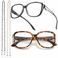 Yiwaeye Oprah Style Oversized Reading Glasses +1.5 with Chain Black/Tortoise by Deal US