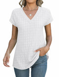 Micoson Women’s V Neck T-Shirt Short Sleeve Loose Fit Casual Top White L by Deal US