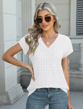 Micoson Women’s V Neck T-Shirt Short Sleeve Loose Fit Casual Top White L by Deal US