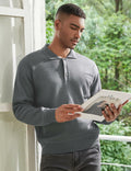Thkzn Men’s Knit Polo Sweater Grey Long Sleeve Fleece Lined XL Classic by Deal US