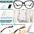 Yiwaeye Oprah Style Oversized Reading Glasses +1.5 with Chain Black/Tortoise by Deal US