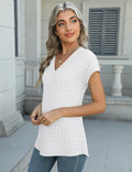 Micoson Women’s V Neck T-Shirt Short Sleeve Loose Fit Casual Top White L by Deal US