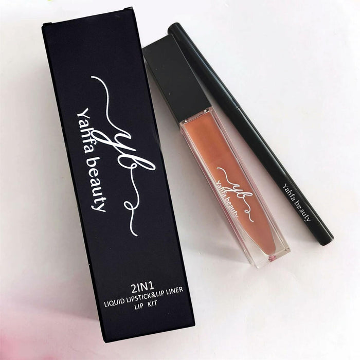 YAHFA BEAUTY | LIPLINER + MATTE LIQUID LIPSTICK | ALL-IN-ONE KIT (NUDE) by Deal US