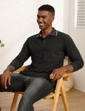 Thkzn Men’s Fleece Lined Polo Shirt Long Sleeve Button Golf Casual Black 2XL by Deal US