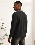 Thkzn Men’s Fleece Lined Polo Shirt Long Sleeve Button Golf Casual Black 2XL by Deal US