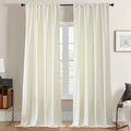 Joydeco White Velvet Blackout Curtains 90” 2 Panels Thermal Insulated Drapes by Deal US
