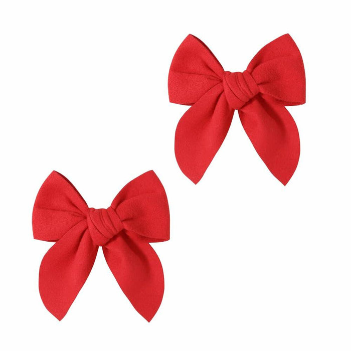 BOENBE LOVED Satin Ribbon Bows Hair Clips for Toddlers, Kids & Teens Red by Deal US