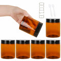 AuroTrends 8oz Amber Jars 6-Pack with Lids for Creams, Candles & DIY by Deal US