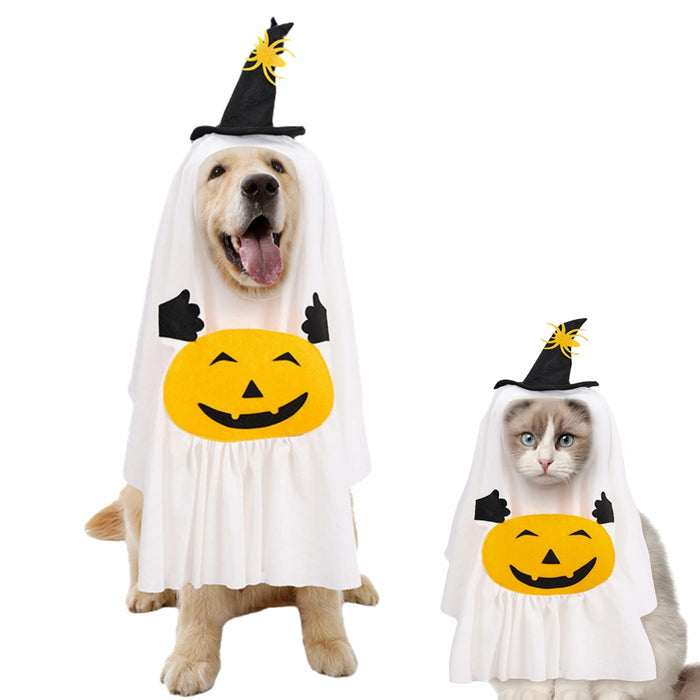 Dog Cat Halloween Pumpkin Ghost Costume Funny Cute Pet Outfit Medium by Deal US