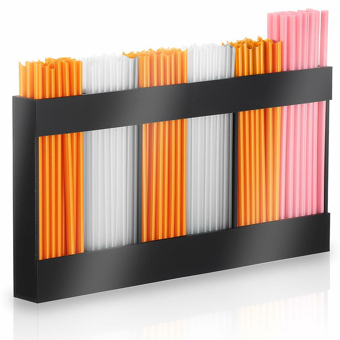 Acrylic Straw Holder 6-Compartment Organizer Gray | Cabinet or Counter Mount by Deal US