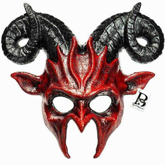 MCJC Devil Goat Horned Mask Adult Half Face Halloween Cosplay 4 Colors by Deal US