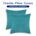 CaliTime Chenille Throw Pillow Covers 24x24 Set of 2 Lake Blue by Deal US