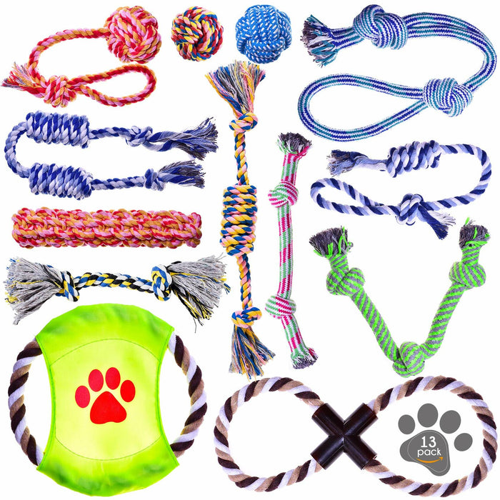 Pets&Goods Rope Dog Toys 13-Pack Durable Cotton Chew Tug Toys by Deal US