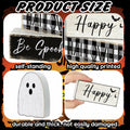 Yalikop Halloween Ghost Table Decor Wooden Block Signs Farmhouse 4 Pcs by Deal US