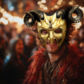 MCJC Devil Goat Horned Mask Adult Half Face Halloween Cosplay 4 Colors by Deal US