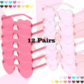 12 Pairs Heart Shaped Sunglasses Kids Rimless Party Favor Bride Bachelorette by Deal US