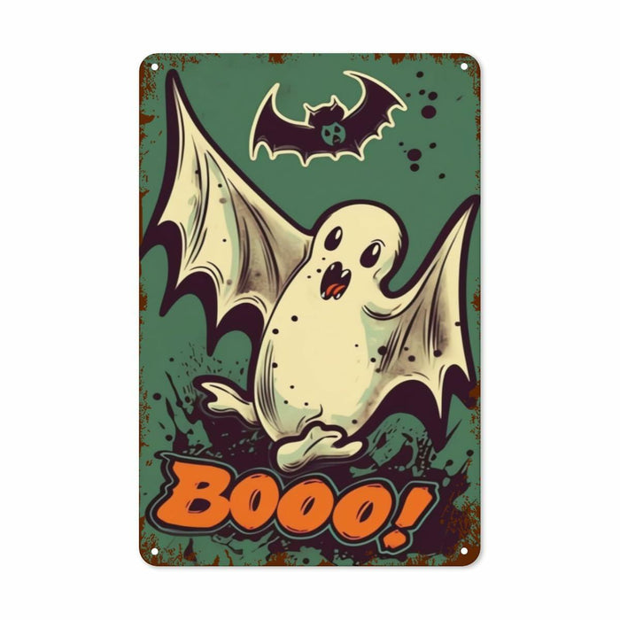 Halloween Metal Tin Sign Retro Ghost Wall Decor 8x12 Indoor Outdoor by Deal US