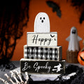 Yalikop Halloween Ghost Table Decor Wooden Block Signs Farmhouse 4 Pcs by Deal US