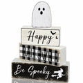 Yalikop Halloween Ghost Table Decor Wooden Block Signs Farmhouse 4 Pcs by Deal US