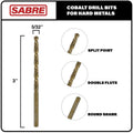 Sabre Tools 5/32” Cobalt Drill Bit Set 5pcs M35 Split Point Steel Metal Cast by Deal US