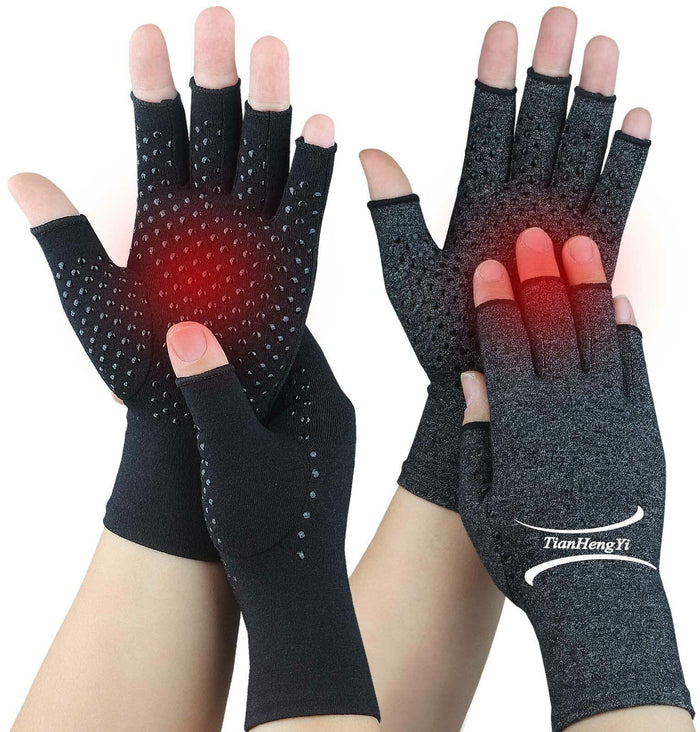 2 Pairs Arthritis Gloves Compression Fingerless Pain Relief Gloves Small by Deal US