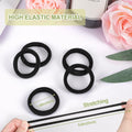 50PCS Black Cotton Hair Ties for Women & Girls Soft Stretchy Ponytail Holders by Deal US