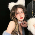 Jinshining White Cat Fox Ears Cosplay Headband with Bells Faux Fur Unisex by Deal US