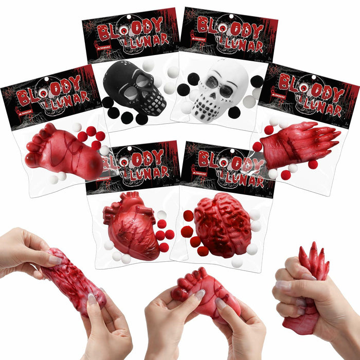 EUOCENK 6PCS Halloween Squishy Kit Stress Relief Toys Red White Black by Deal US