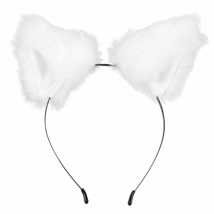 Jinshining White Cat Fox Ears Cosplay Headband with Bells Faux Fur Unisex by Deal US