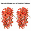 HyeFlora Fake Mums Artificial Fall Hanging Flowers 2 PCS Orange Brown Leaves by Deal US