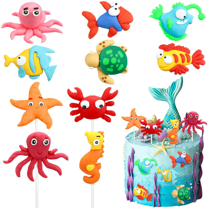Yulejo 10 Pcs Dinosaur Cake Toppers Clay Jungle Safari Party Decor 2-3in by Deal US