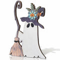 Yousoontic Wooden Halloween Ghost Witch Tabletop Decor 11x7.9in Black White by Deal US
