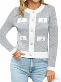 Langwyqu Womens Long Sleeve Button Down Cardigan Sweater Grey Size XL by Deal US