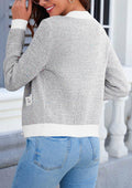 Langwyqu Womens Long Sleeve Button Down Cardigan Sweater Grey Size XL by Deal US