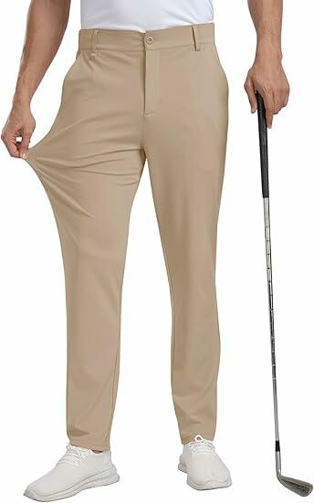 MoFiz Men's Golf Pants Stretch Slim Fit Lightweight Comfy Light Khaki Size 38 by Deal US