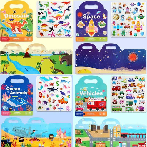 Generic 4 Pack Reusable Sticker Books 120+ Puffy Stickers Multicolor by Deal US