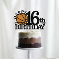 Klionjor Basketball 16th Birthday Cake Topper Black Glitter 16 Count Cardboard by Deal US