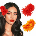 Haomye Dahlia Flower Hairpins Red Orange 2PCS Hawaiian Wedding Style by Deal US