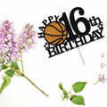 Klionjor Basketball 16th Birthday Cake Topper Black Glitter 16 Count Cardboard by Deal US