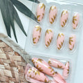 GRITOSE 24 Pcs Fall Maple Leaves Almond Medium Pink Matte Press On Nails by Deal US