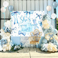 BACH AND BOUJEE She's Tying The Knot Backdrop Blue Bridal Shower Banner by Deal US
