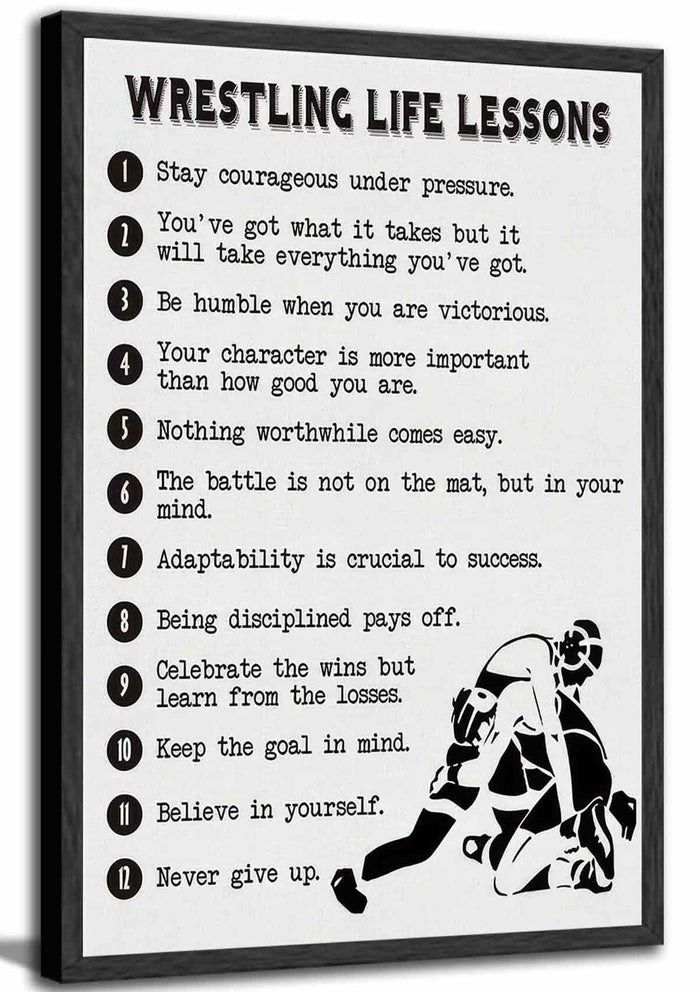 HSHFKLH Inspirational Wrestling Life Lessons Canvas Wall Art Motivational Poster by Deal US