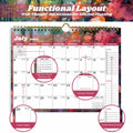 XISIDO 18-Month Wall Calendar 2025-2026 11x8.5 Flower Julian Dates by Deal US